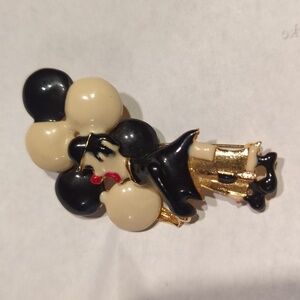 Clown with Balloons Enamel Brooch Gold tone back, black white red …